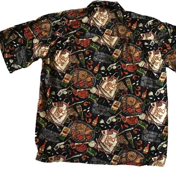 BBQ Kings Dreamwear Short-Sleeve Button-Up Shirt XXL By Dem Crazy 100% Cotton Gr - Picture 2 of 16